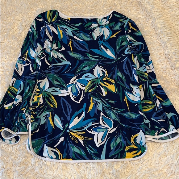 Sam and Jess Blue Floral Blouse with Ruffle Sleeves - Picture 2 of 5